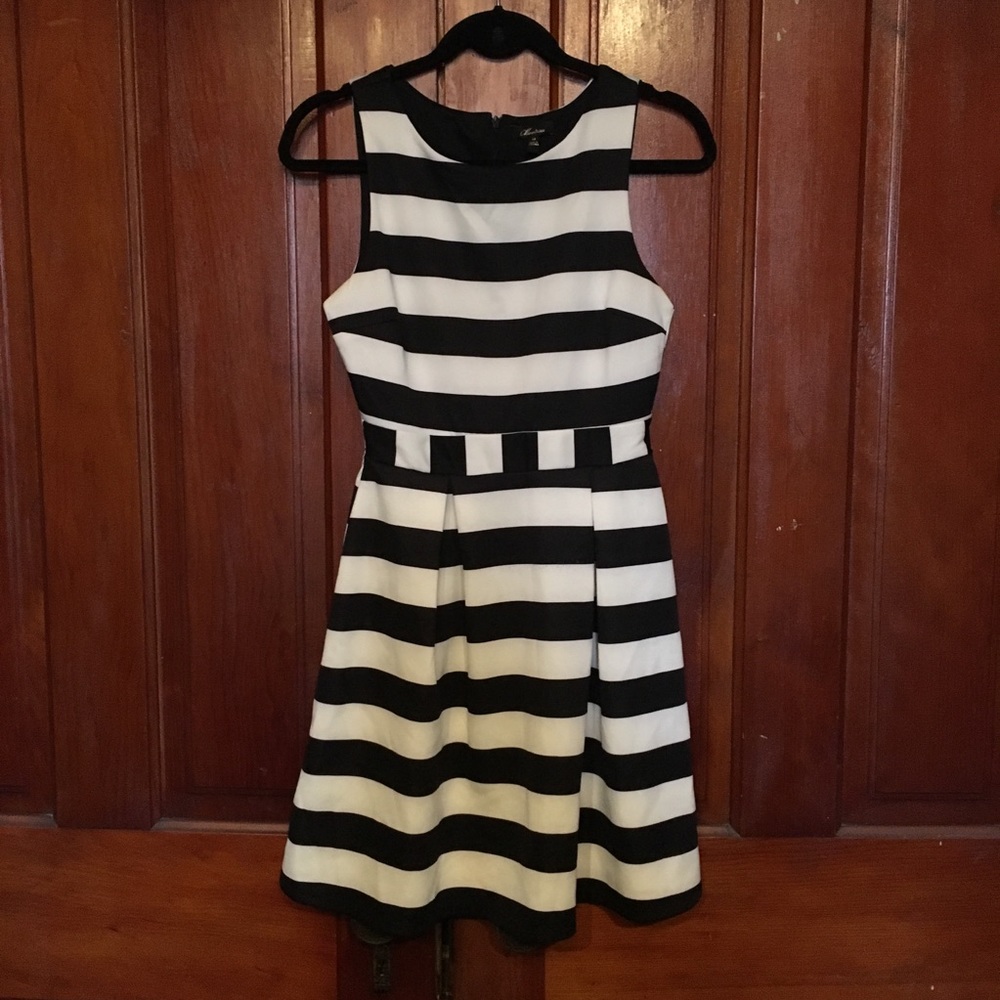 Black and white striped dress